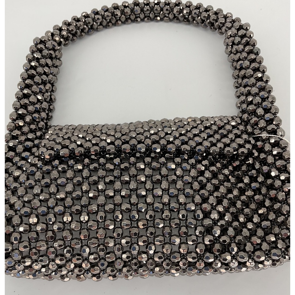 Shop Adelise Spark My Interest Beaded Bag Gunmetal Metallic Evening Handbag NEW